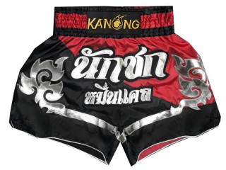 Kanong Custom Black and Red Muay Thai Shorts : KNSCUST-1195